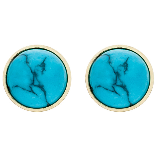 Ohrstecker rund 333 Gold Gelbgold 2 Türkise Ohrringe Goldohrstecker