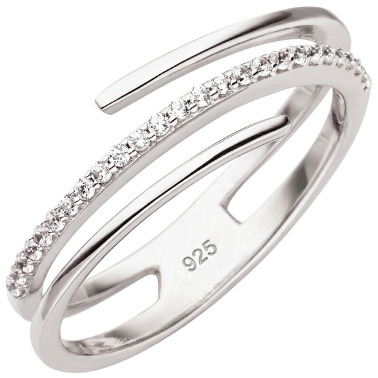 Damen Ring mehrreihig 925 Sterling Silber 26 Zirkonia Silberring