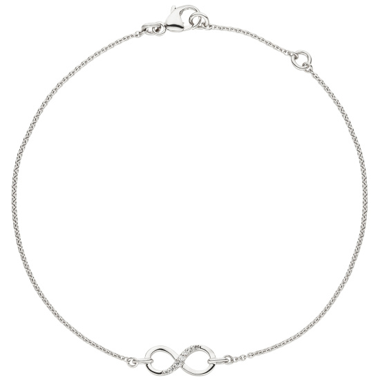 Armband Unendlichkeit 925 Sterling Silber 7 Zirkonia 19,5 cm Silberarmband