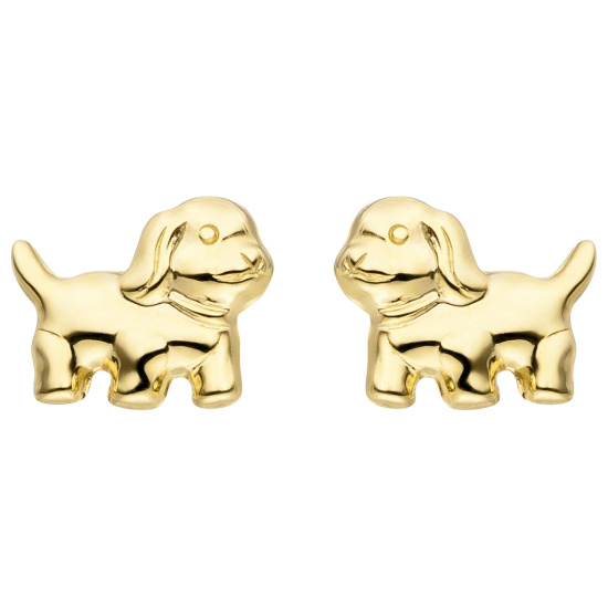 Ohrstecker Hund 333 Gold Gelbgold Ohrringe Goldohrringe Hundeohrringe