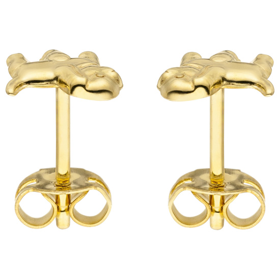 Ohrstecker Hund 333 Gold Gelbgold Ohrringe Goldohrringe Hundeohrringe