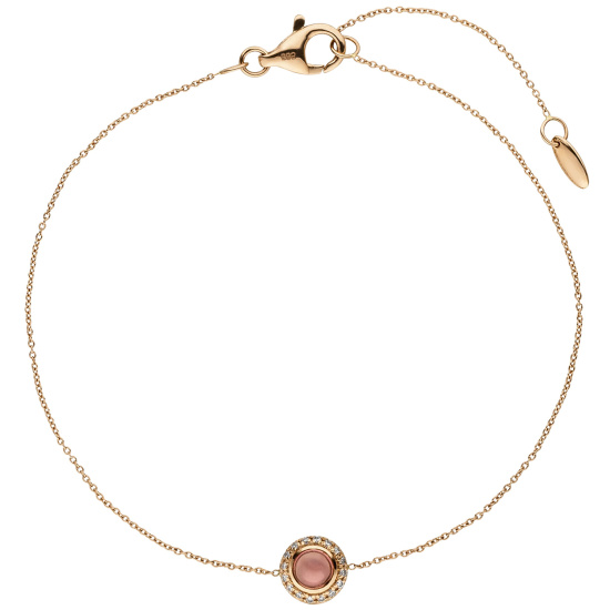 Armband 585 Gold Rotgold 1 Turmalin Cabochon pink 16 Diamanten Brillanten 20 cm