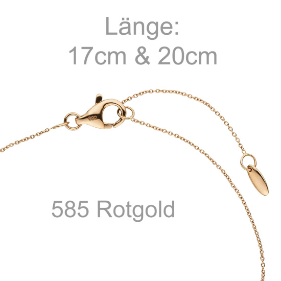 Armband 585 Gold Rotgold 1 Turmalin Cabochon pink 16 Diamanten Brillanten 20 cm