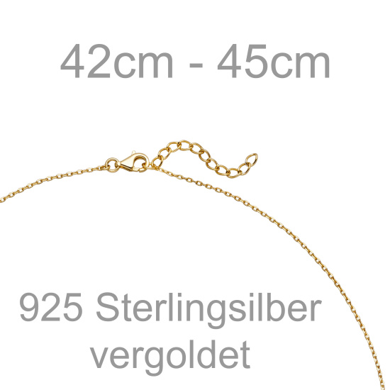 Kette mit Anhänger 925 Silber gold vergoldet Perlmutt Einlage 28 Zirkonia 45 cm