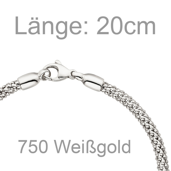 Armband 750 Gold Weißgold 20 cm Weißgoldarmband Popcorn-Armband