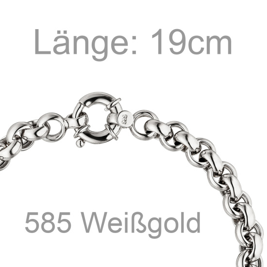 Erbsarmband 585 Gold Weißgold 19 cm Armband Weißgoldarmband