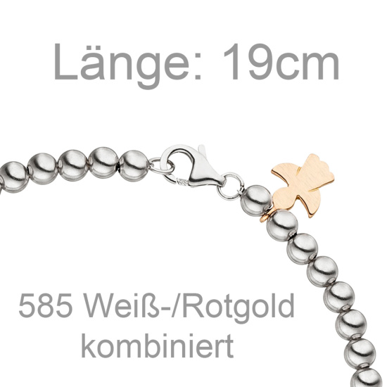 Armband mit Engel 585 Gold Weißgold Rotgold bicolor 19 cm Schutzengel