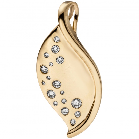 Anhänger 585 Gold Gelbgold 17 Diamanten Brillanten 0,26ct. Goldanhänger