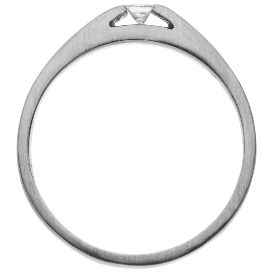 Damen Ring 950 Platin matt 1 Diamant Princess Schliff 0,07 ct. Platinring
