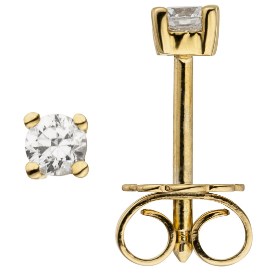 Ohrstecker 585 Gold Gelbgold 2 Diamanten Brillanten 0,24 ct. Ohrringe