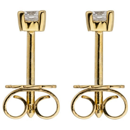 Ohrstecker 585 Gold Gelbgold 2 Diamanten Brillanten 0,24 ct. Ohrringe