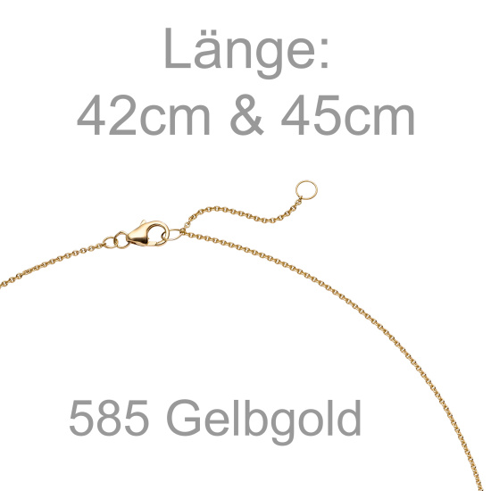 Collier Kette mit Anhänger 585 Gold Gelbgold 1 Diamant Brillant 0,50 ct. 45 cm