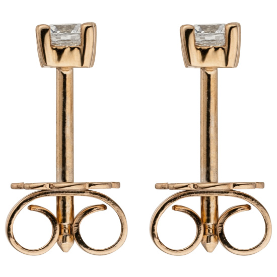 Ohrstecker 585 Gold Rotgold 2 Diamanten Brillanten 0,24 ct. Ohrringe