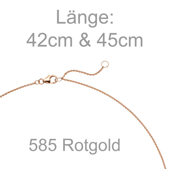 Collier Kette mit Anhänger 585 Gold Rotgold 1 Diamant Brillant 0,25 ct. 45 cm