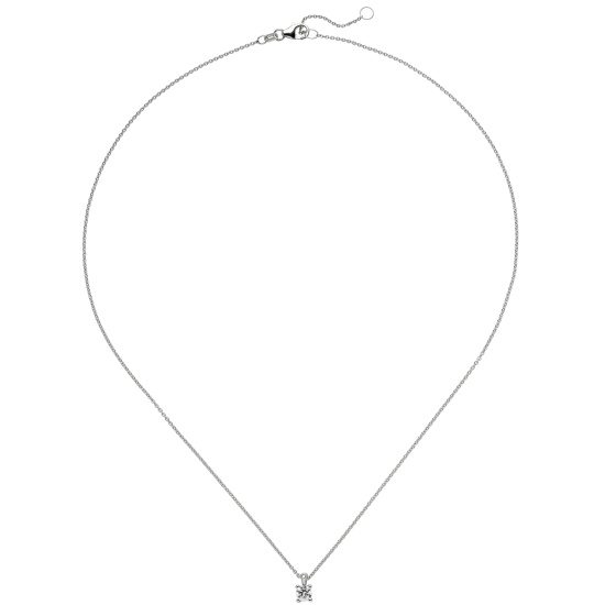 Collier Kette mit Anhänger 585 Gold Weißgold 1 Diamant Brillant 0,25 ct. 45 cm