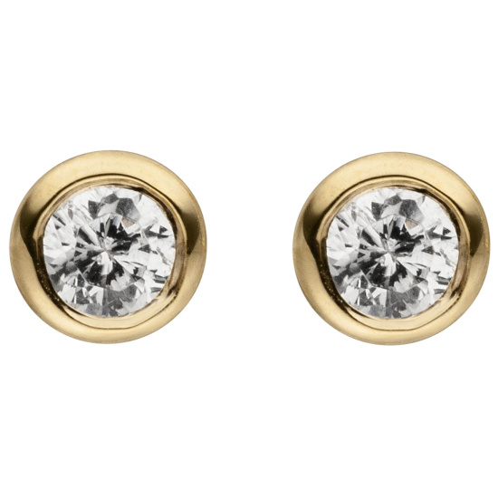 Ohrstecker rund 585 Gold Gelbgold 2 Diamanten Brillanten 0,24 ct. Ohrringe
