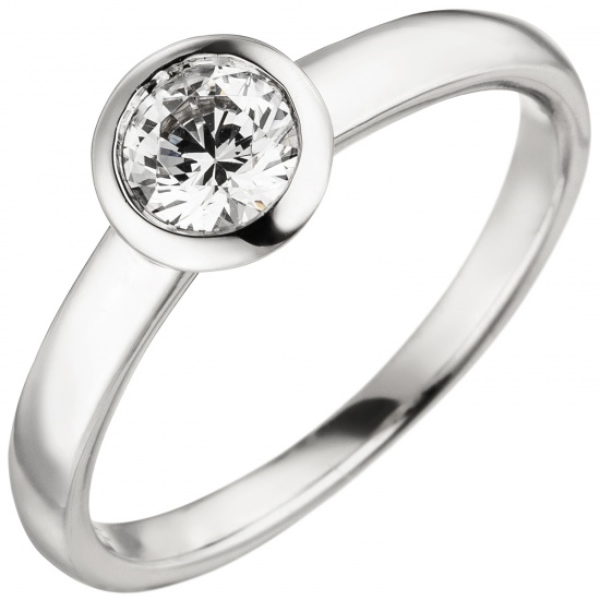 Damen Ring 585 Gold Weißgold 1 Diamant Brillant 0,50 ct. Diamantring Solitär