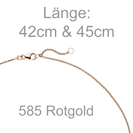 Collier Kette mit Anhänger 585 Gold Rotgold 1 Diamant Brillant 0,25 ct. 45 cm