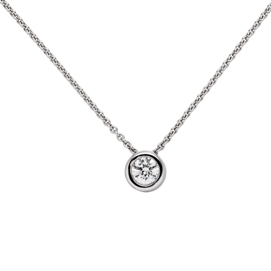 Colllier Kette mit Anhänger 585 Gold Weißgold 1 Diamant Brillant 0,5 ct. 45 cm