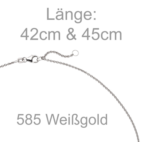 Colllier Kette mit Anhänger 585 Gold Weißgold 1 Diamant Brillant 0,5 ct. 45 cm