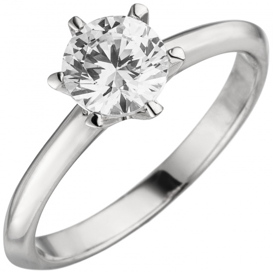 Damen Ring 585 Gold Weißgold 1 Diamant Brillant 1,0 ct. Diamantring Solitär