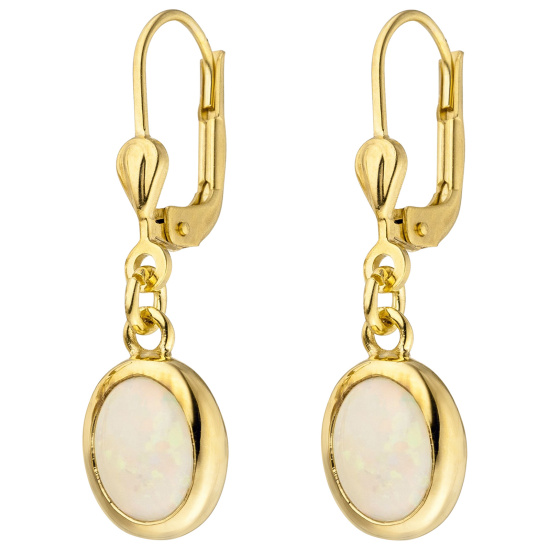 Ohrhänger 585 Gold Gelbgold 2 Opale Ohrringe Goldohrringe Opalohrringe