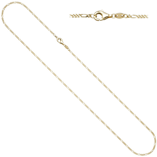 Figarokette 585 Gold Gelbgold diamantiert 1,7 mm 45 cm Kette Halskette Goldkette
