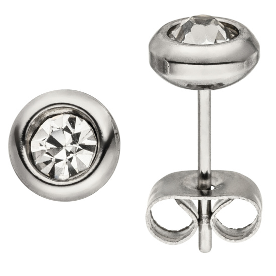 Ohrstecker Edelstahl 2 Zirkonia Ohrringe Edelstahlohrstecker
