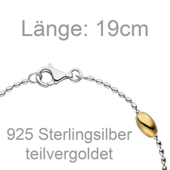 Armband 925 Sterling Silber bicolor vergoldet 19 cm Silberarmband