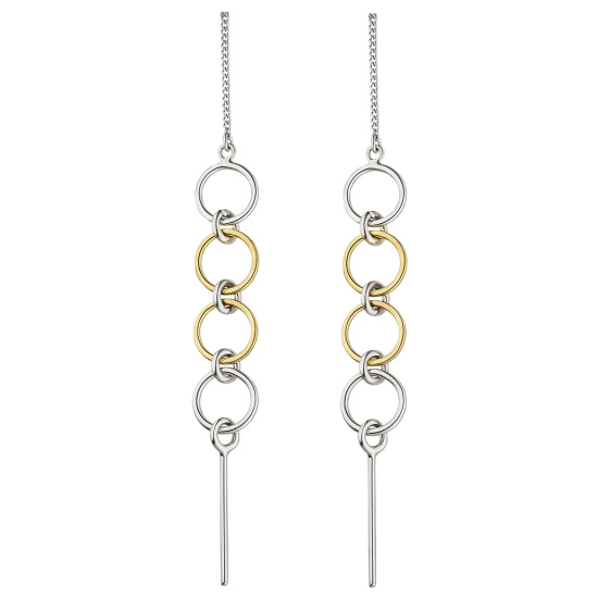 Durchzieh-Ohrhänger lang 925 Sterling Silber bicolor Ohrringe zum Durchziehen