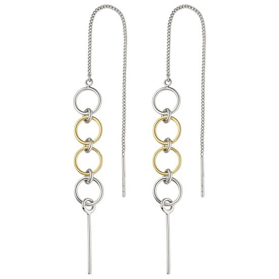 Durchzieh-Ohrhänger lang 925 Sterling Silber bicolor Ohrringe zum Durchziehen