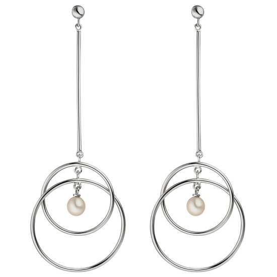 Ohrhänger 925 Sterling Silber 2 Süßwasser Perlen Ohrringe lang