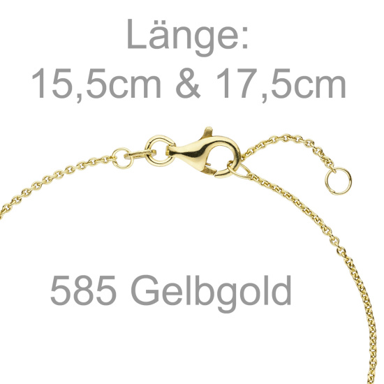 Armband 585 Gold Gelbgold 7 Diamanten Brillanten 0,06ct. 17,5 cm Goldarmband