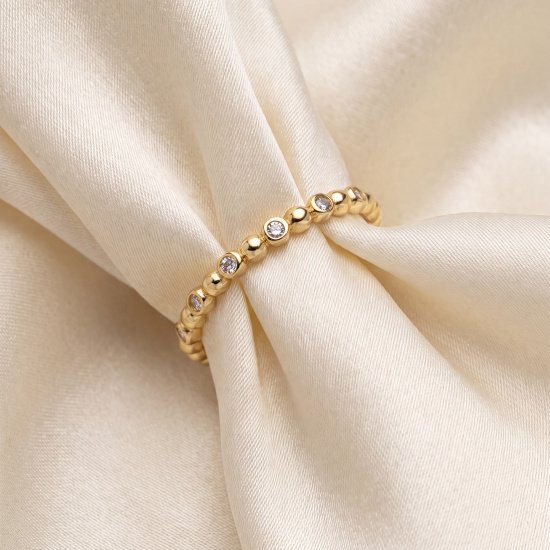 Damen Ring Kugel 333 Gold Gelbgold 11 Zirkonia Goldring Kugelring