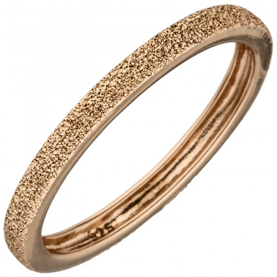 Damen Ring schmal 925 Sterling Silber rotgold vergoldet mit Struktur