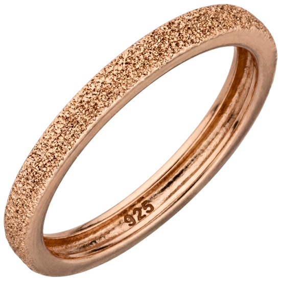 Damen Ring schmal 925 Sterling Silber rotgold vergoldet mit Struktur