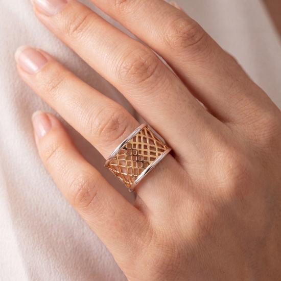 Damen Ring offen 925 Sterling Silber bicolor vergoldet