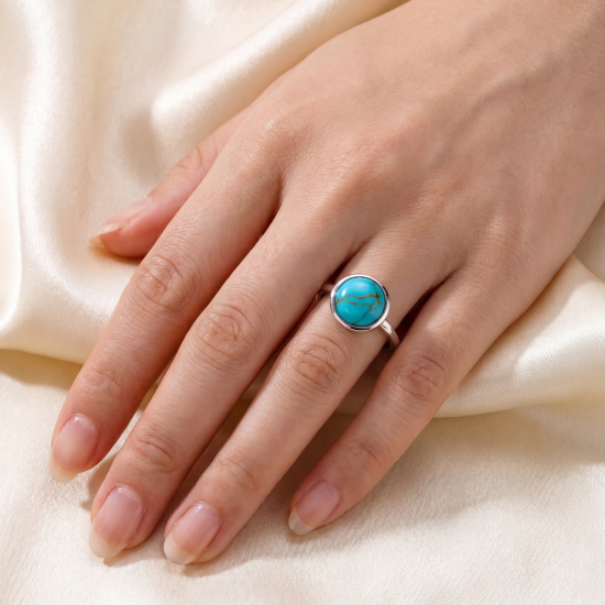 Damen Ring 925 Sterling Silber 1 Türkis-Imitation Silberring