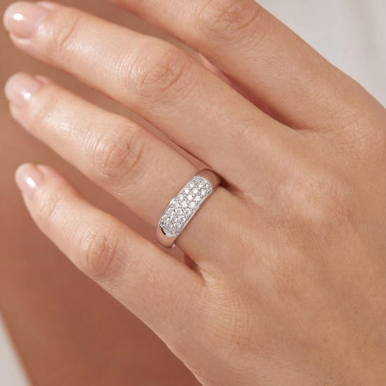 Damen Ring 925 Sterling Silber 19 Zirkonia Silberring