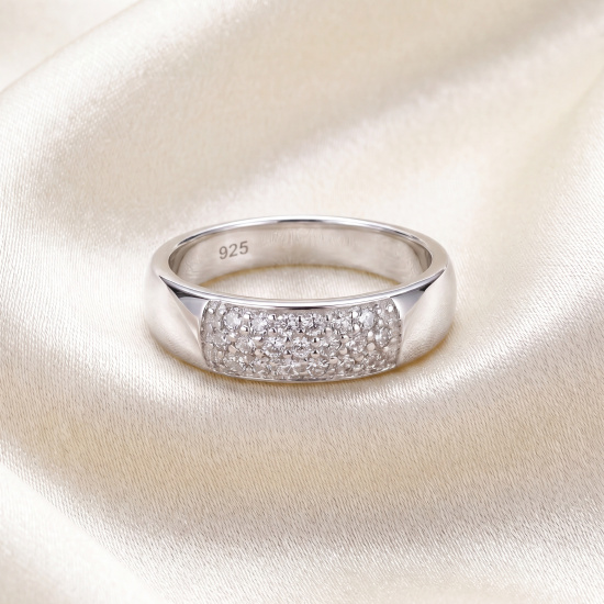 Damen Ring 925 Sterling Silber 19 Zirkonia Silberring