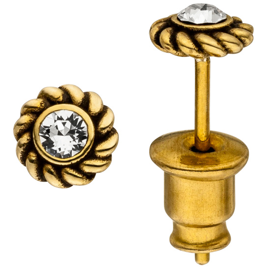 Ohrstecker Edelstahl goldfarben mit Kristallsteinen