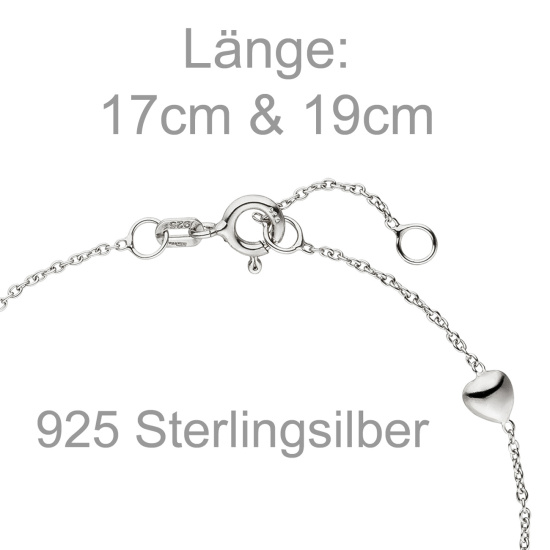 Armband Herz Kugel 925 Sterling Silber 19 cm Silberarmband