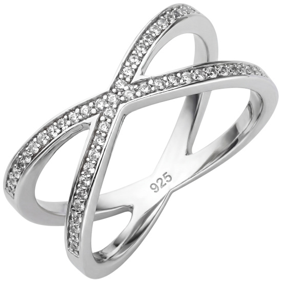 Damen Ring 925 Sterling Silber 49 Zirkonia Silberring