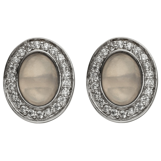 Ohrstecker 925 Sterling Silber 2 Rosenquarze 44 Zirkonia Ohrringe Silberohrringe