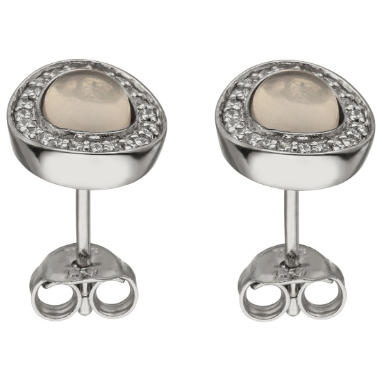 Ohrstecker 925 Sterling Silber 2 Rosenquarze 44 Zirkonia Ohrringe Silberohrringe