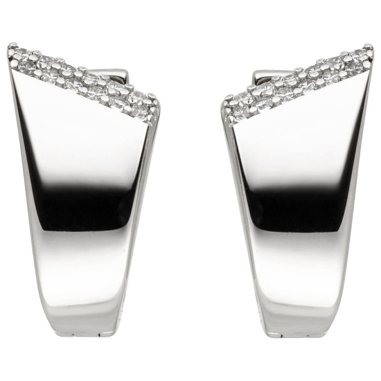 Creolen 925 Sterling Silber 24 Zirkonia Ohrringe Silbercreolen Silberohrringe