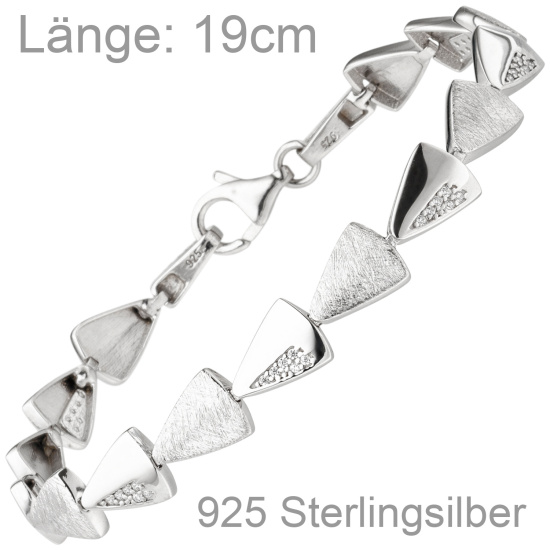 Armband 925 Sterling Silber 42 Zirkonia 19 cm Silberarmband