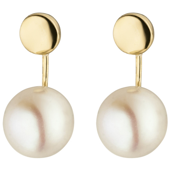 Ohrhänger 585 Gold Gelbgold 2 Süßwasser Perlen Ohrringe Perlenohrringe