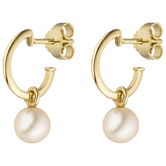 Ohrhänger 585 Gold Gelbgold 2 Süßwasser Perlen Ohrringe Perlenohrringe