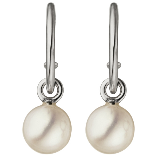 Ohrhänger 585 Gold Weißgold 2 Süßwasser Perlen Ohrringe Perlenohrringe